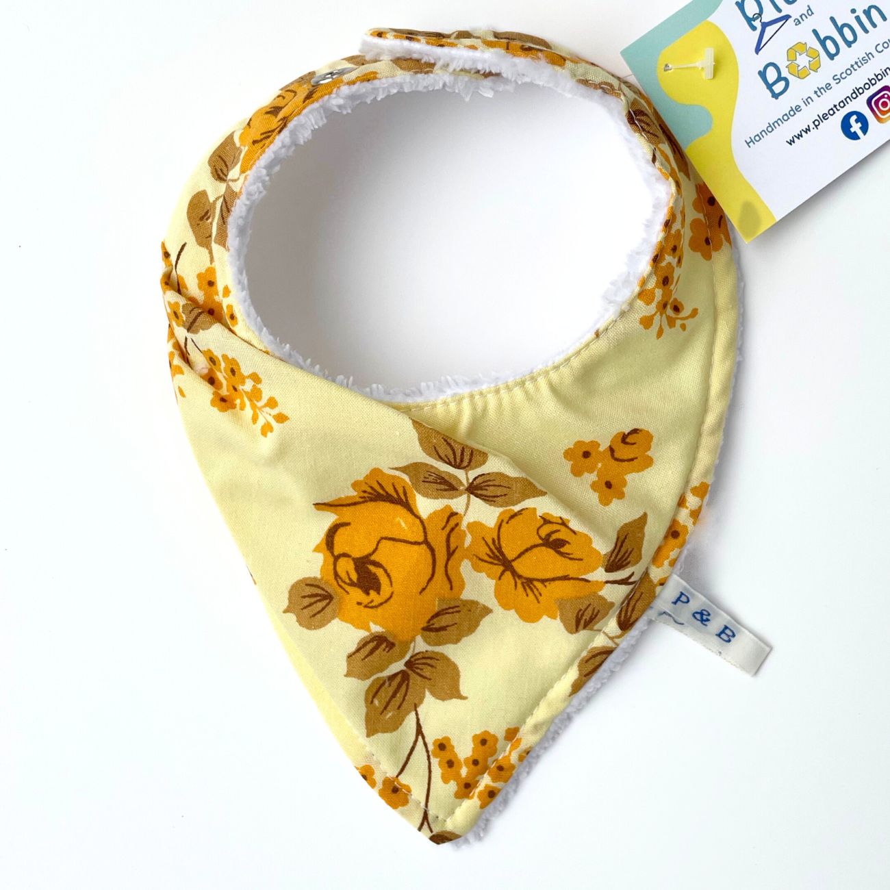 Yellow Vintage Peony Super Comfy Bandana Bib