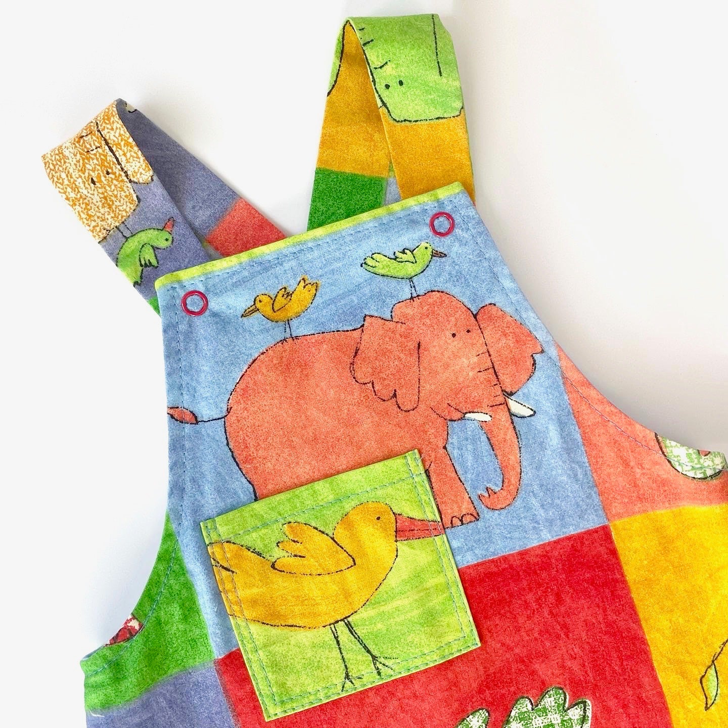 Vintage Elephants and Birds Dungarees