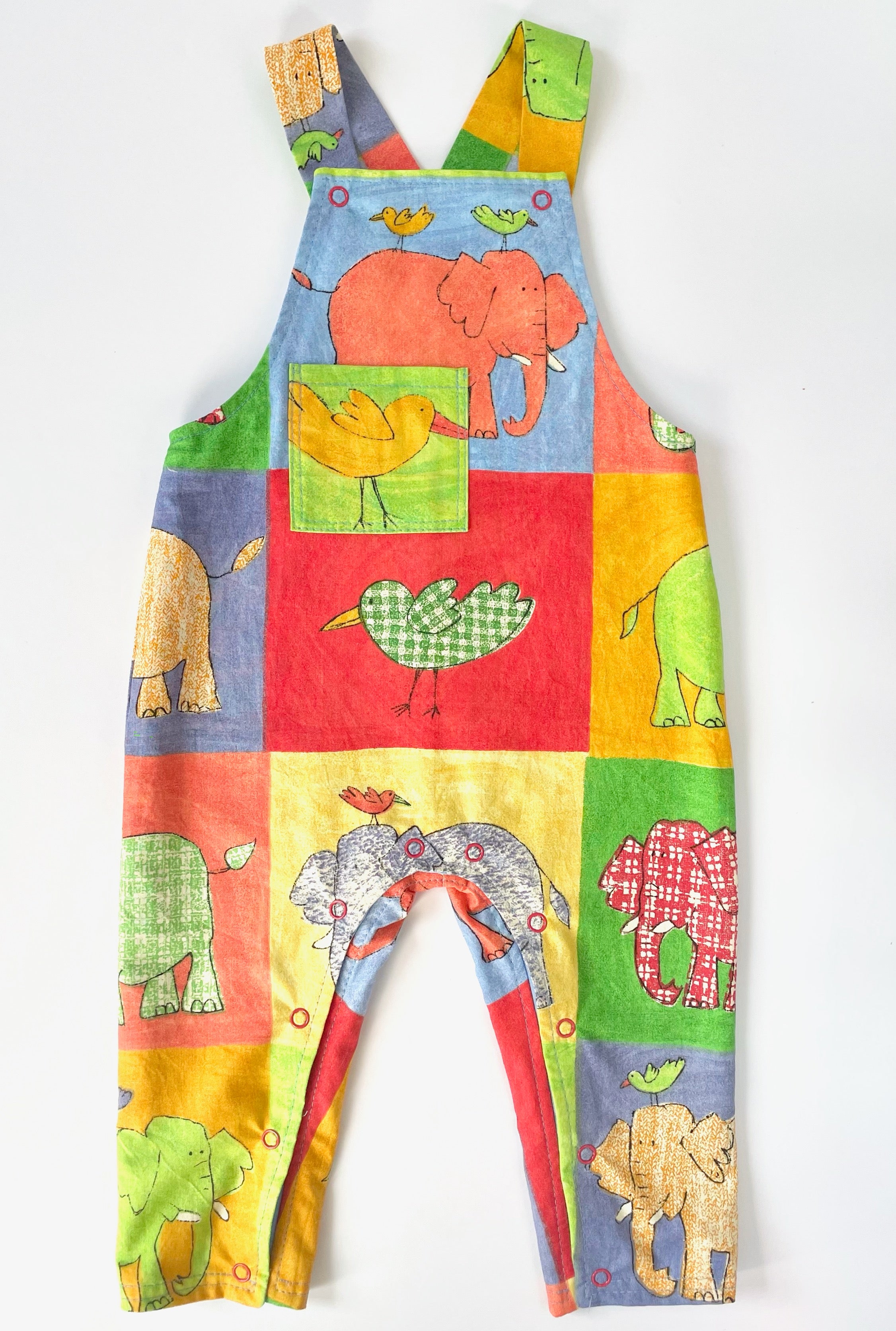 Vintage Elephants and Birds Dungarees