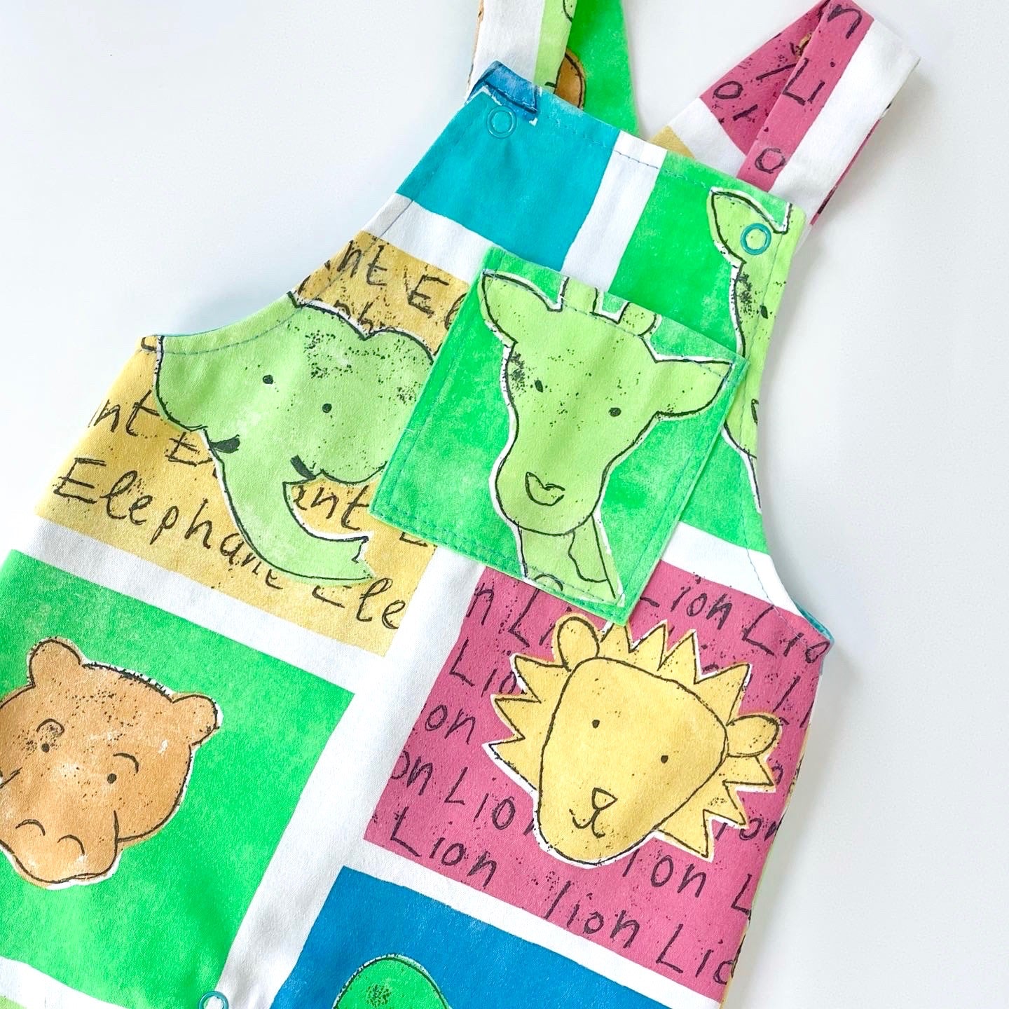 Colourblock Safari Animals Dungarees