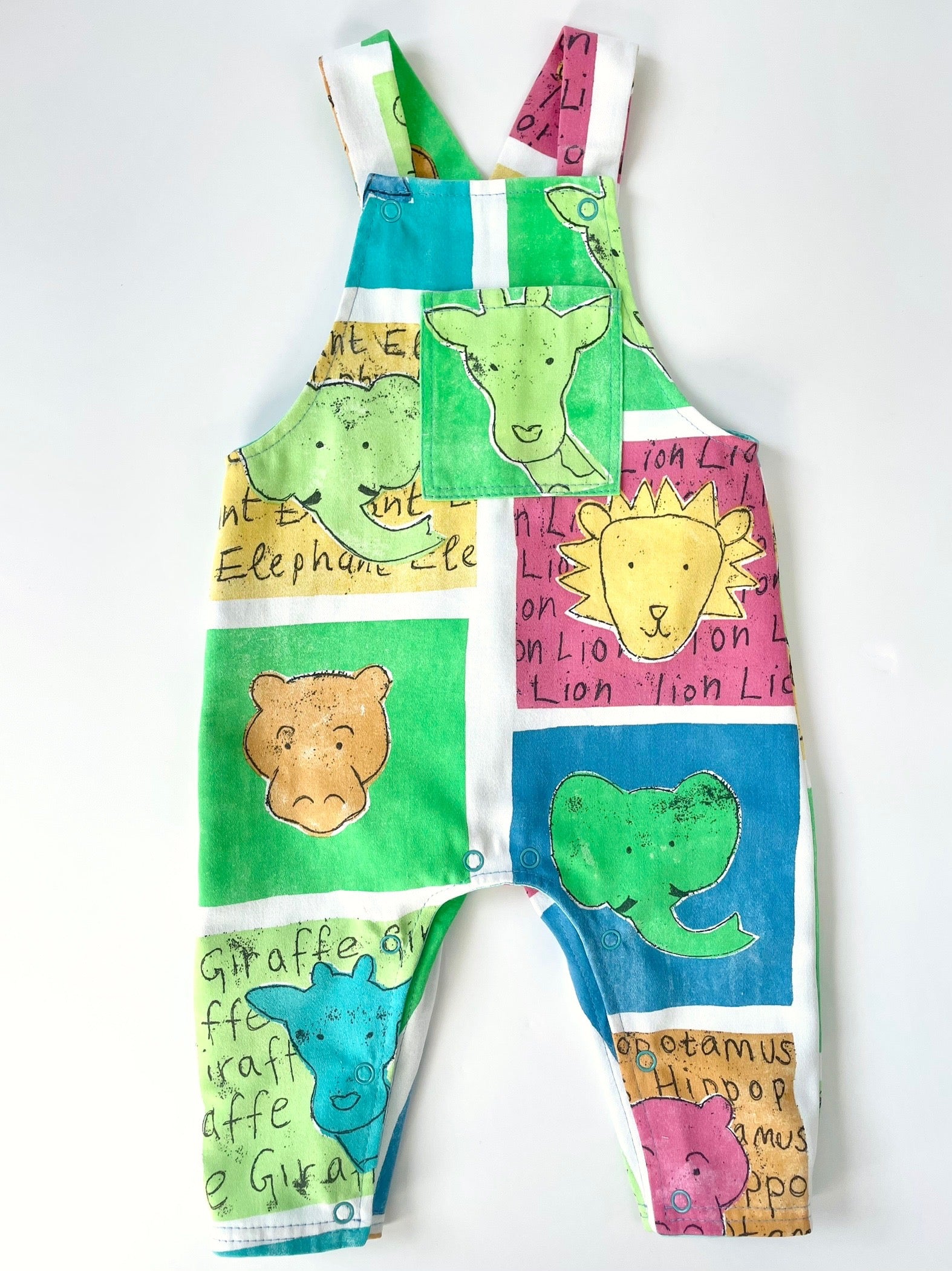 Colourblock Safari Animals Dungarees